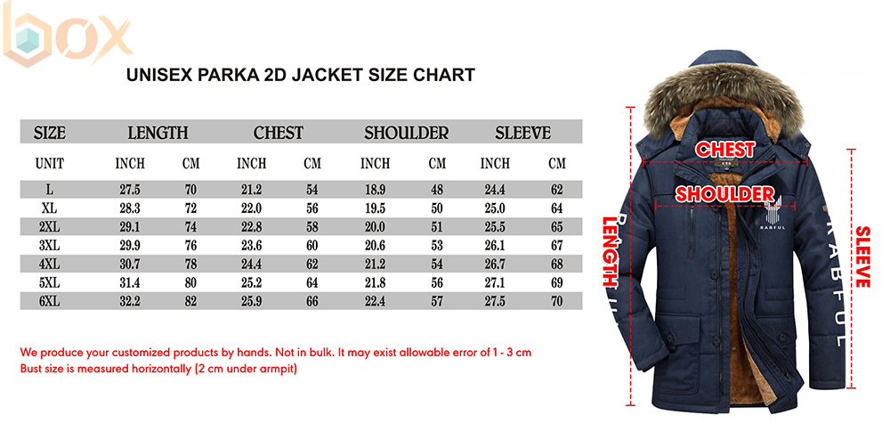 Parka Jacket Size Chart: