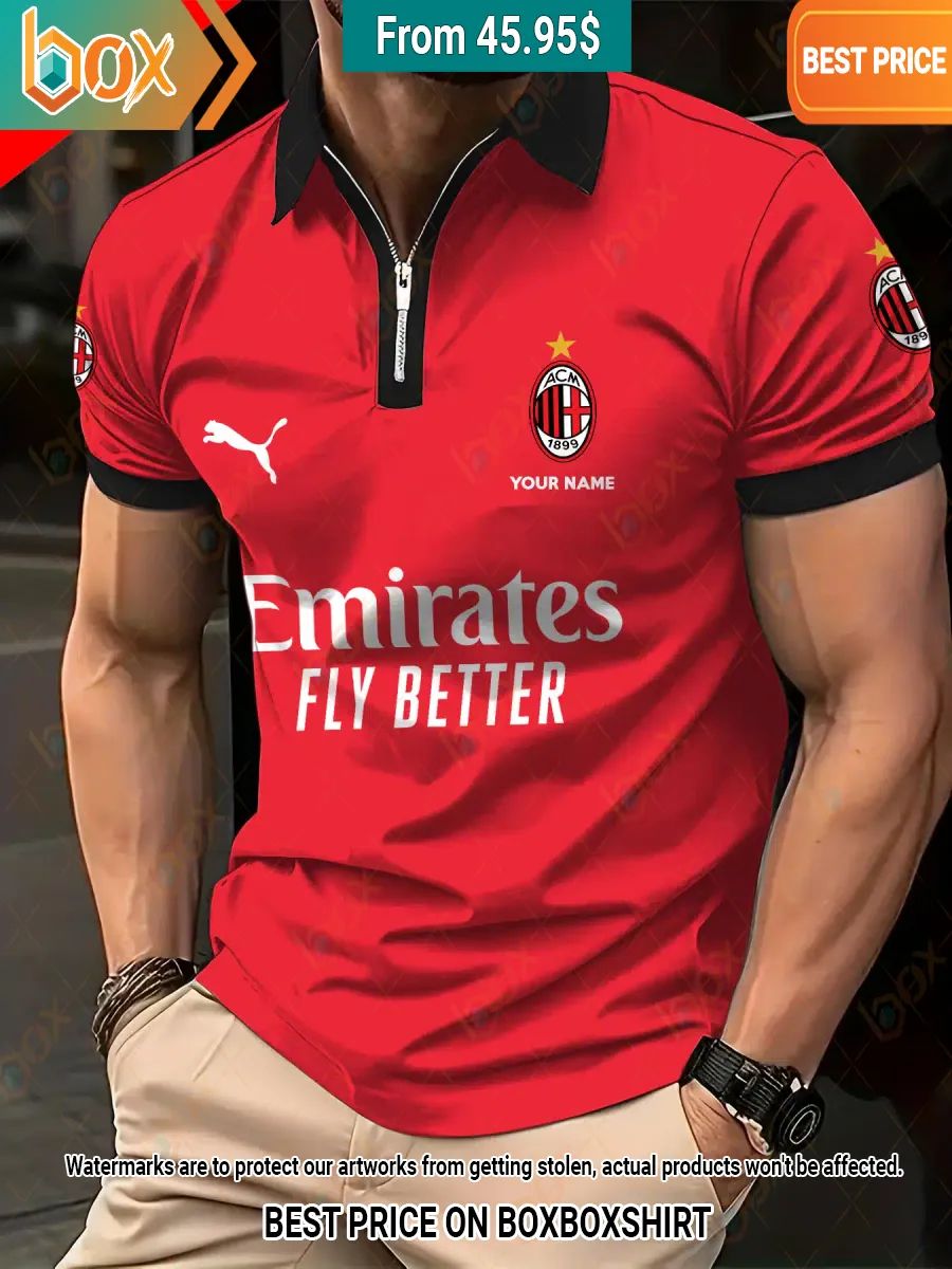 AC Milan Custom Zip Polo Out of the world