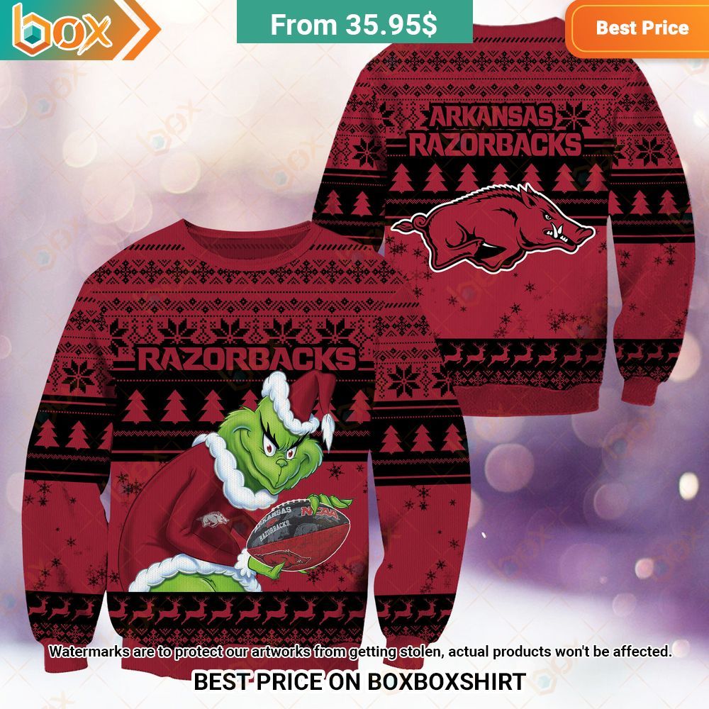 Arkansas Razorbacks NCAA Grinch Sweater Oh my God you have put on so much!
