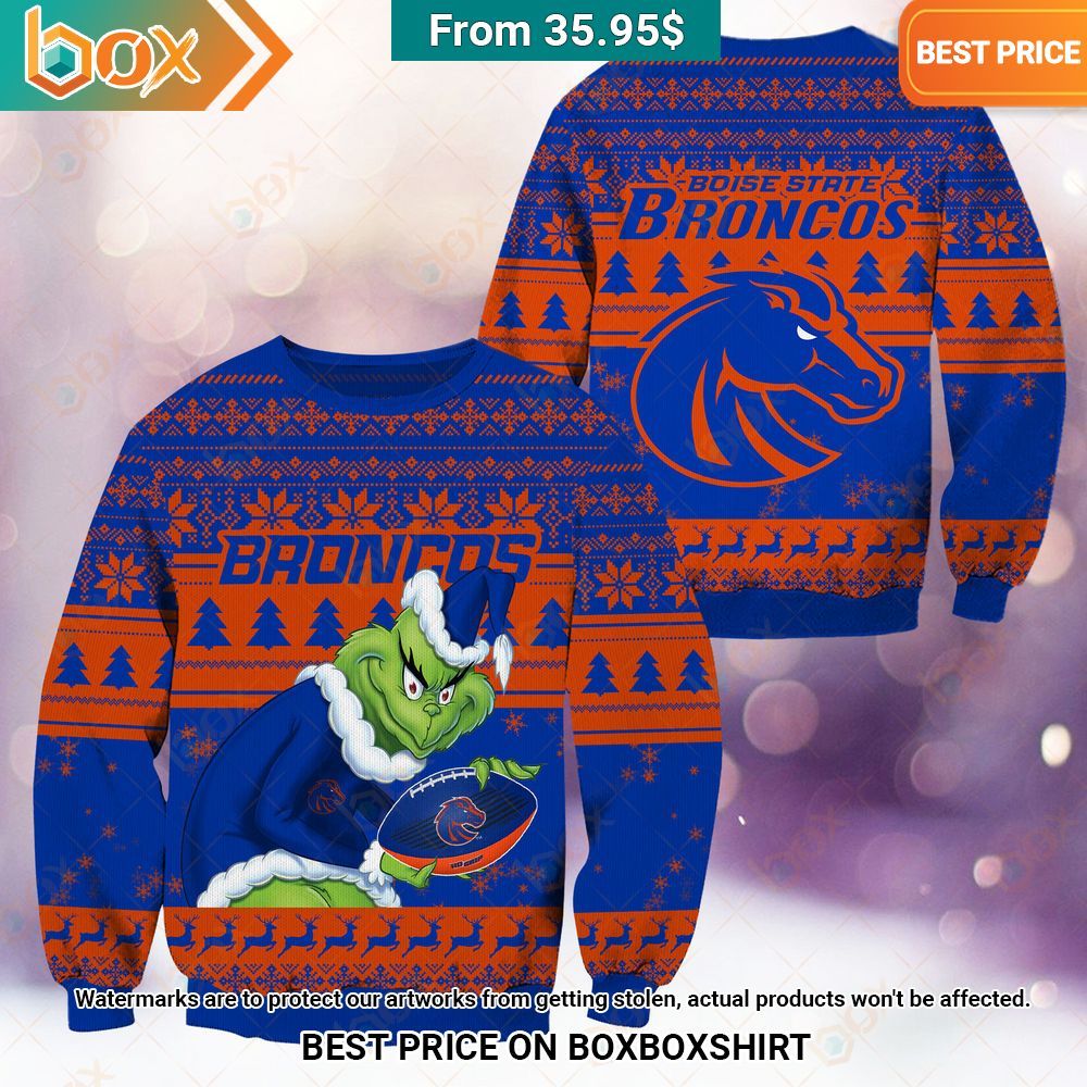 Boise State Broncos Grinch Christmas Sweater Unique and sober