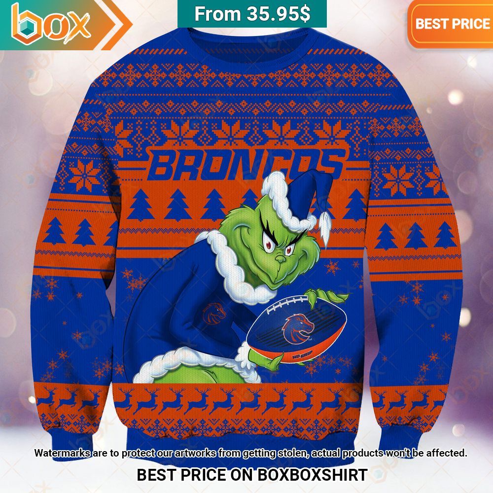 Boise State Broncos Grinch Christmas Sweater Great, I liked it