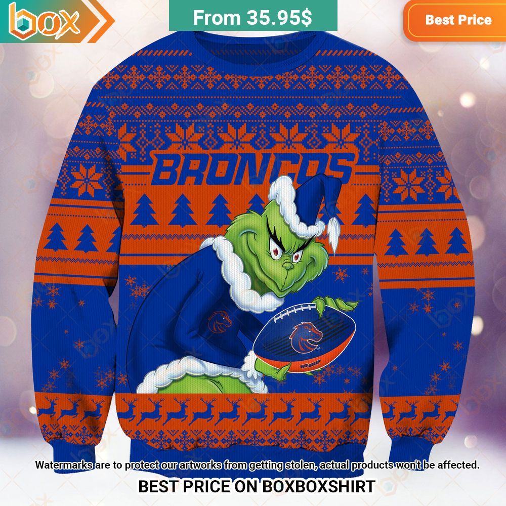 Boise State Broncos NCAA Grinch Sweater Wow, cute pie