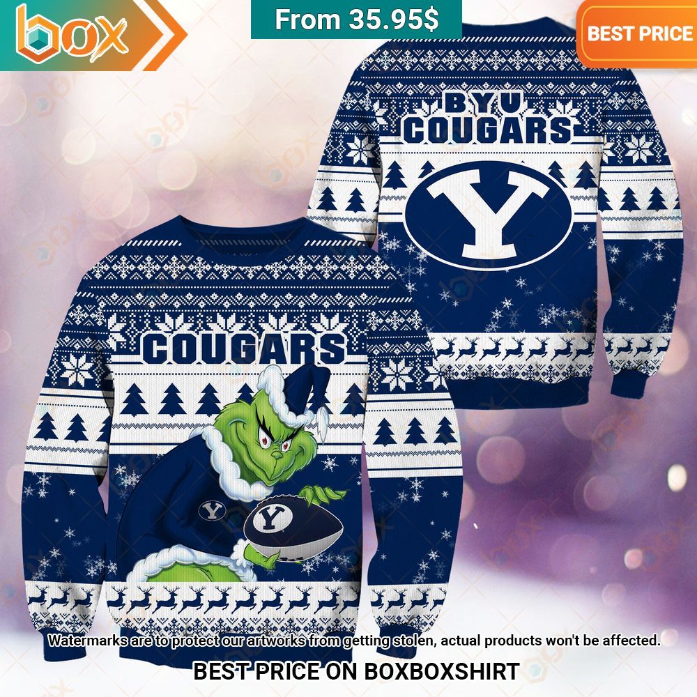 BYU Cougars Grinch Christmas Sweater Bless this holy soul, looking so cute