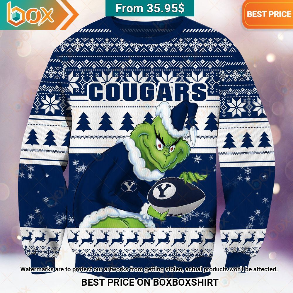 BYU Cougars Grinch Christmas Sweater Amazing Pic