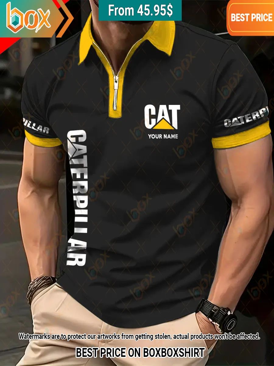 Caterpillar Custom Zip Polo Radiant and glowing Pic dear