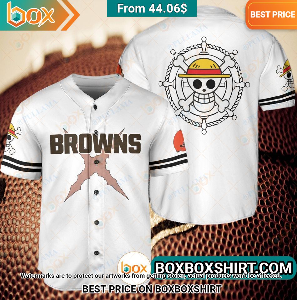 Cleveland Browns Straw Hat Luffy Baseball Jersey Rocking picture