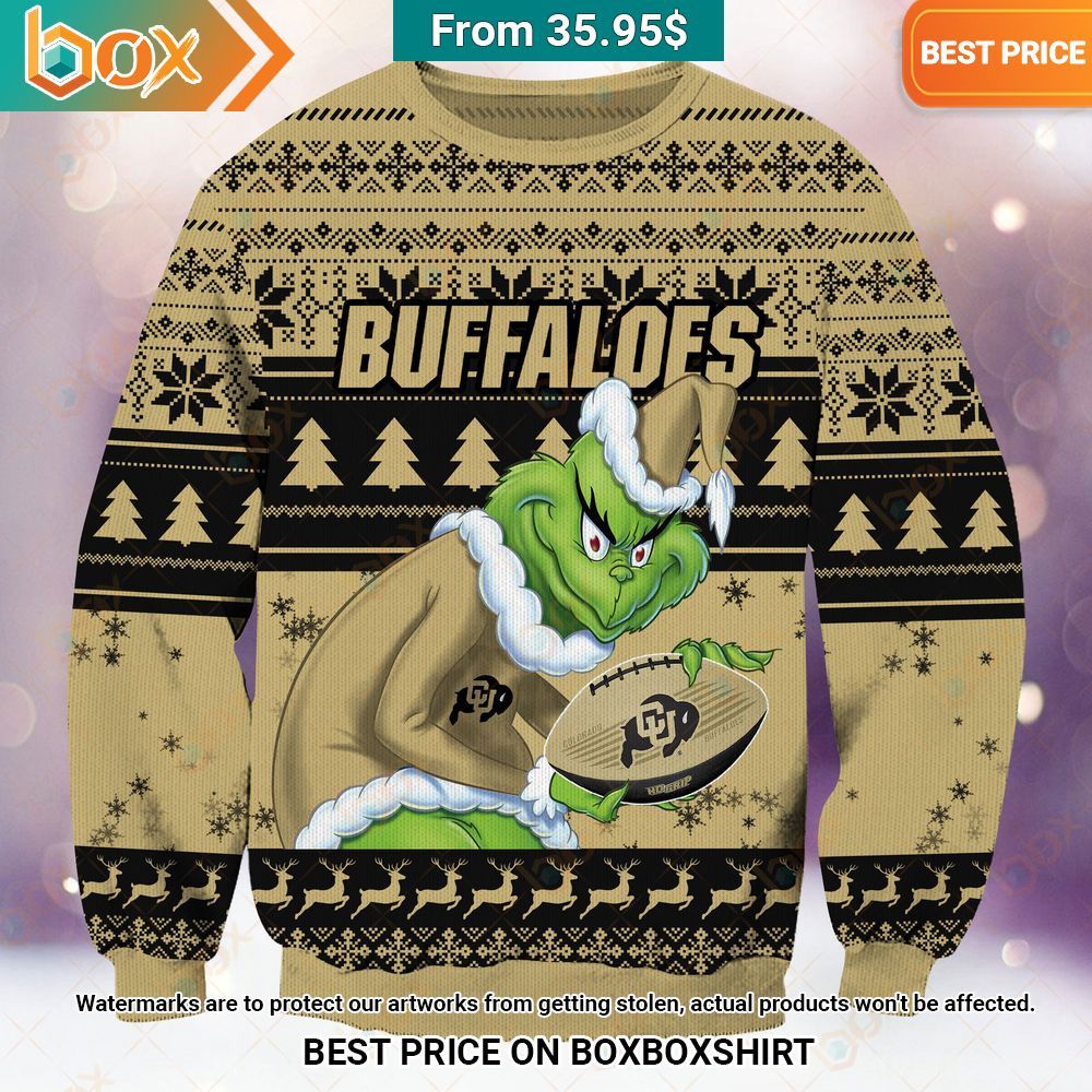 Colorado Buffaloes Grinch Christmas Sweater Super sober