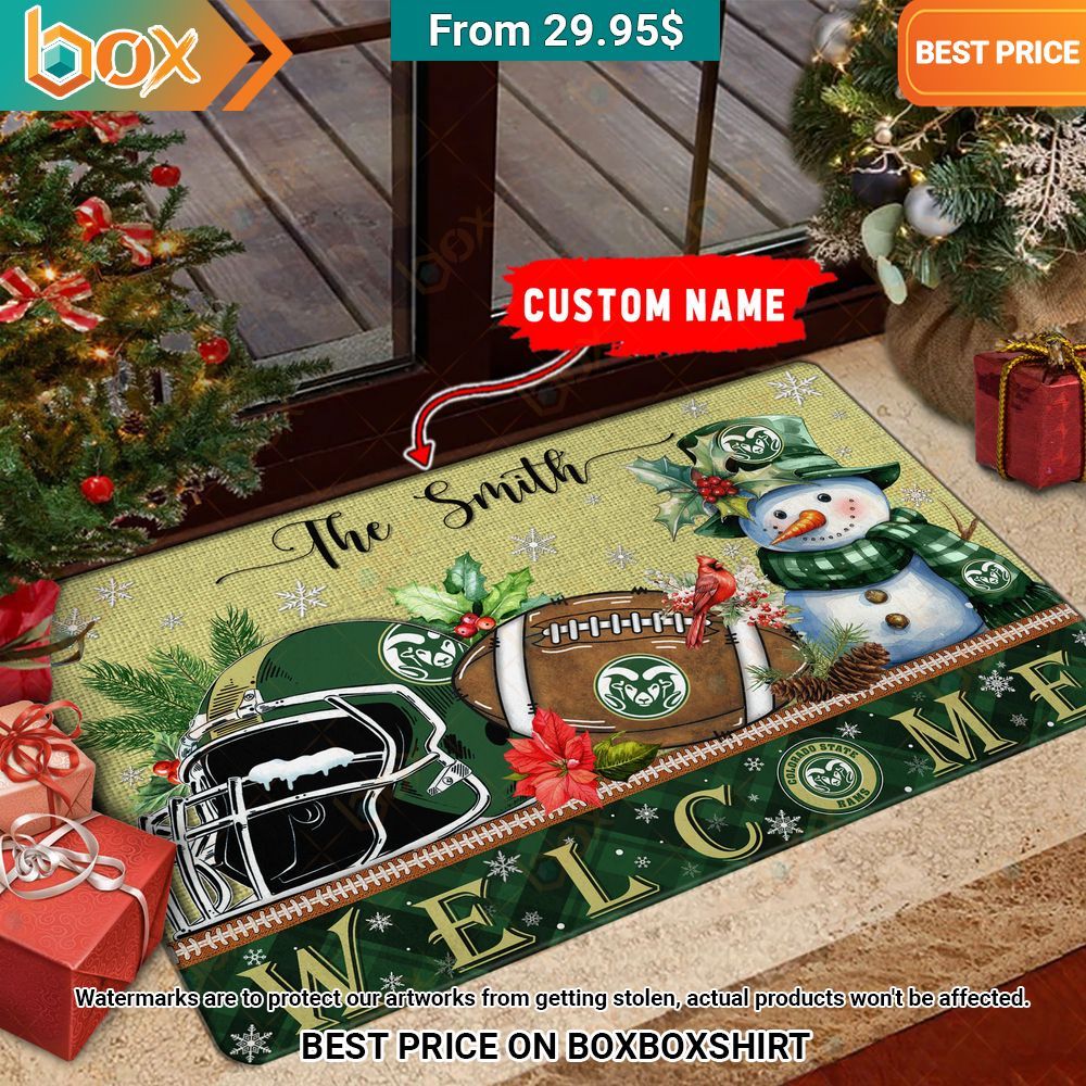 Colorado State Rams Welcome Christmas Doormat Natural and awesome