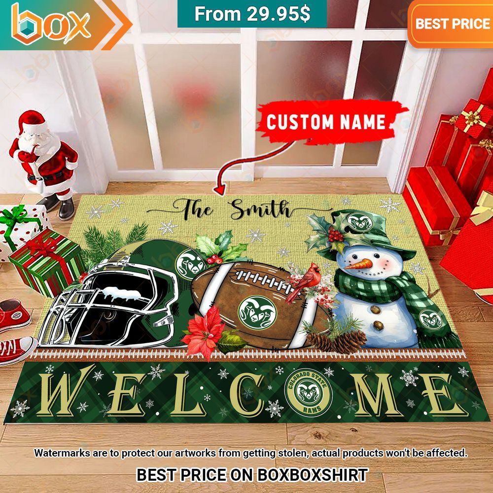 Colorado State Rams Welcome Christmas Doormat You look different and cute