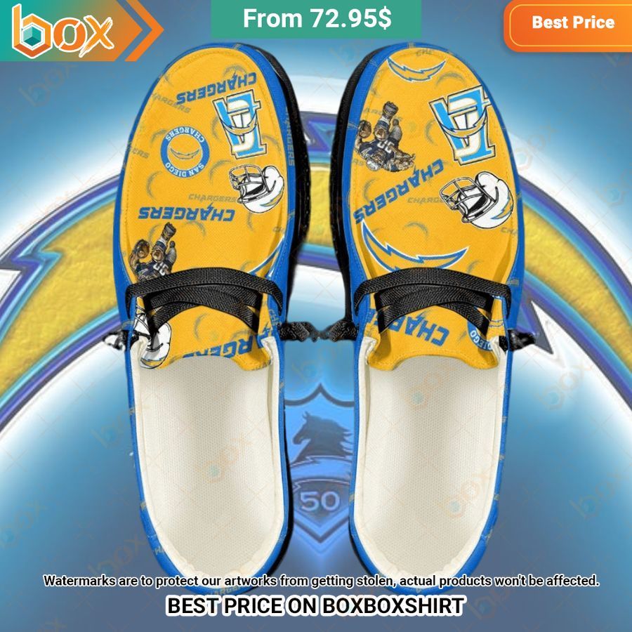 Custom Los Angeles Chargers Hey Dude Shoes Oh my God you have put on so much!