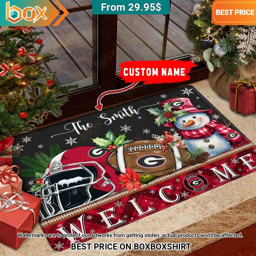 Georgia Bulldogs Welcome Christmas Doormat Eye soothing picture dear