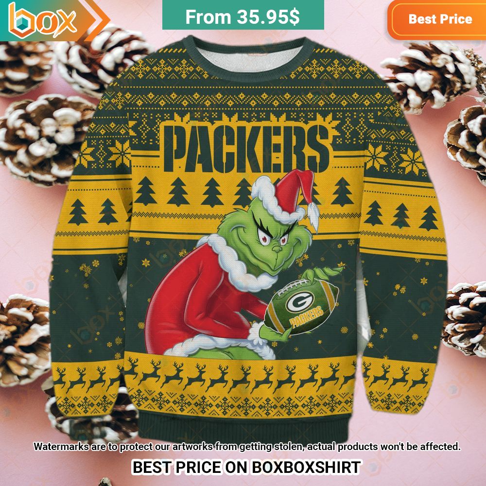 Green Bay Packers Grinch Sweater You look lazy