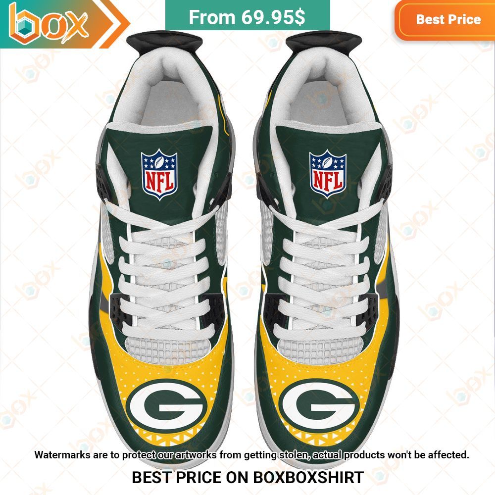 Green Bay Packers NFL Custom Air Jordan 4 Sneaker Elegant picture.