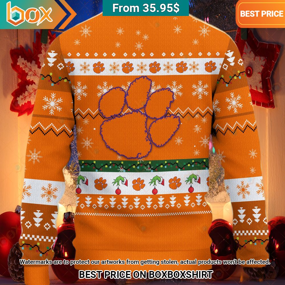 Grinch Clemson Tigers Christmas Sweater You look lazy