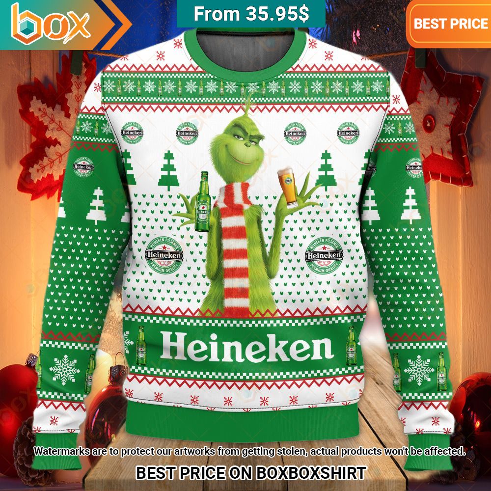 Heineken Grinch Christmas Sweater Amazing Pic