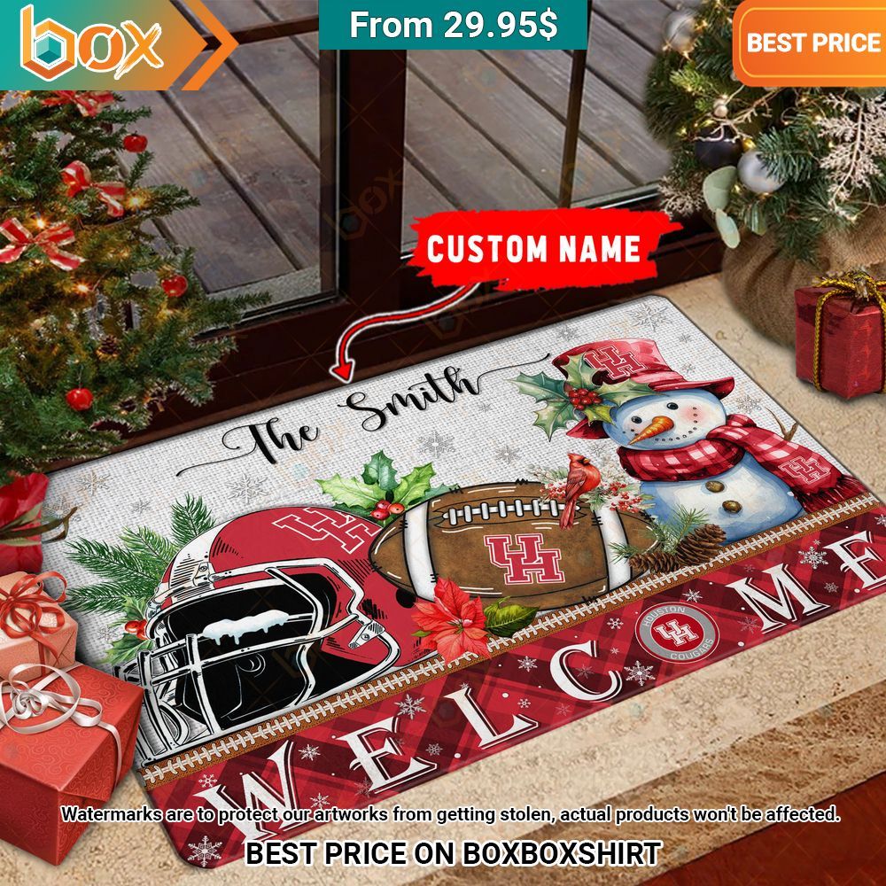 Houston Cougars Welcome Christmas Doormat You look lazy
