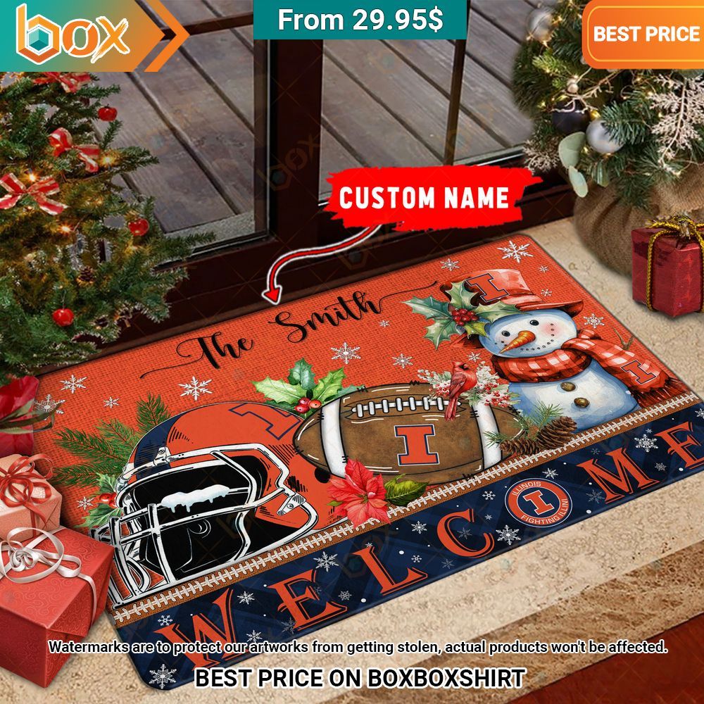 Illinois Fighting Illini Welcome Christmas Doormat Unique and sober