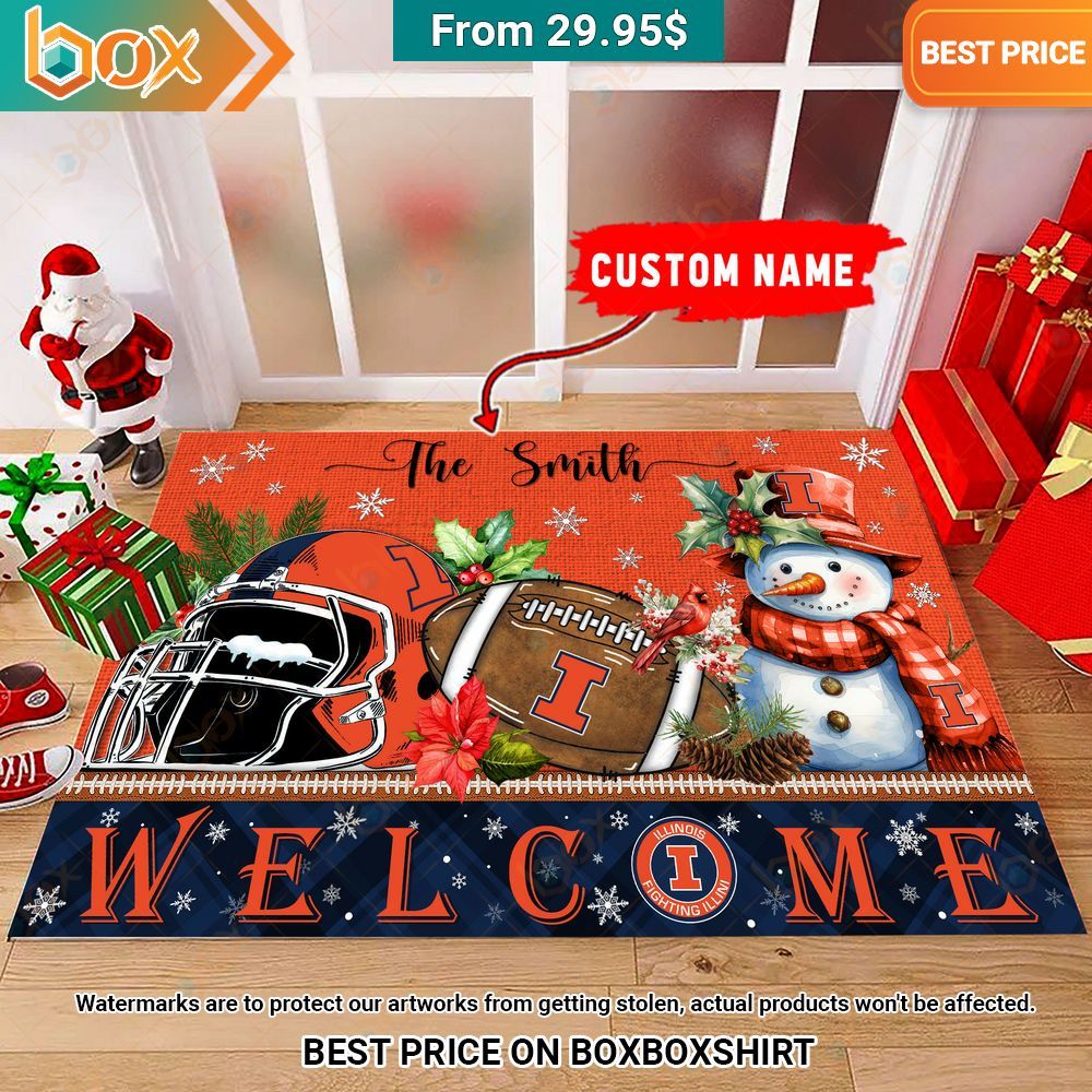 Illinois Fighting Illini Welcome Christmas Doormat My friend and partner
