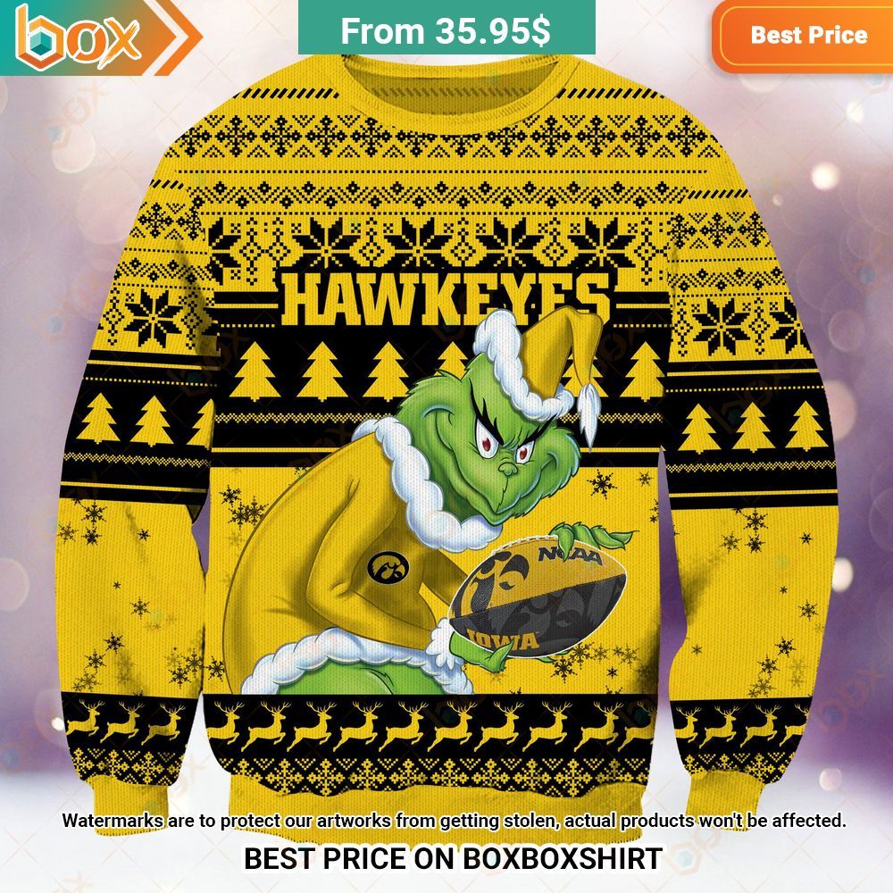 Iowa Hawkeyes NCAA Grinch Sweater Oh my God you have put on so much!