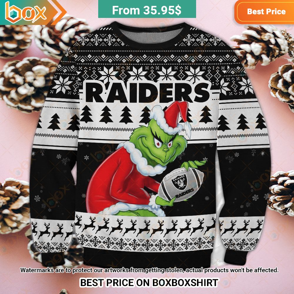 Las Vegas Raiders Grinch Sweater Natural and awesome