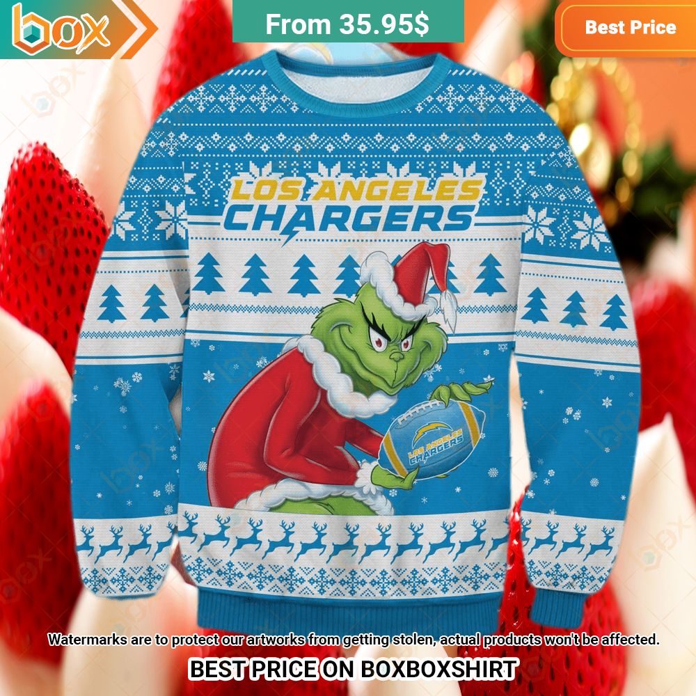 Los Angeles Chargers Grinch Sweater Cutting dash