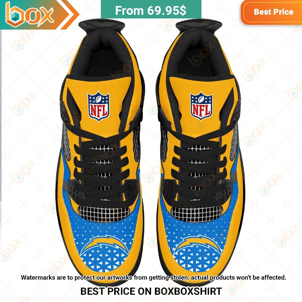Los Angeles Chargers NFL Custom Air Jordan 4 Sneaker Cutting dash