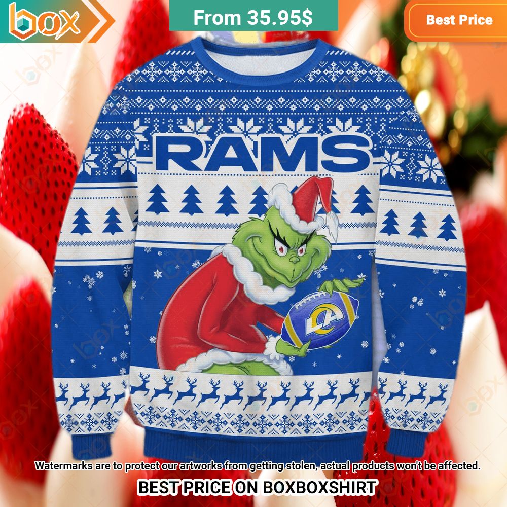 Los Angeles Rams Grinch Sweater Your face is glowing like a red rose