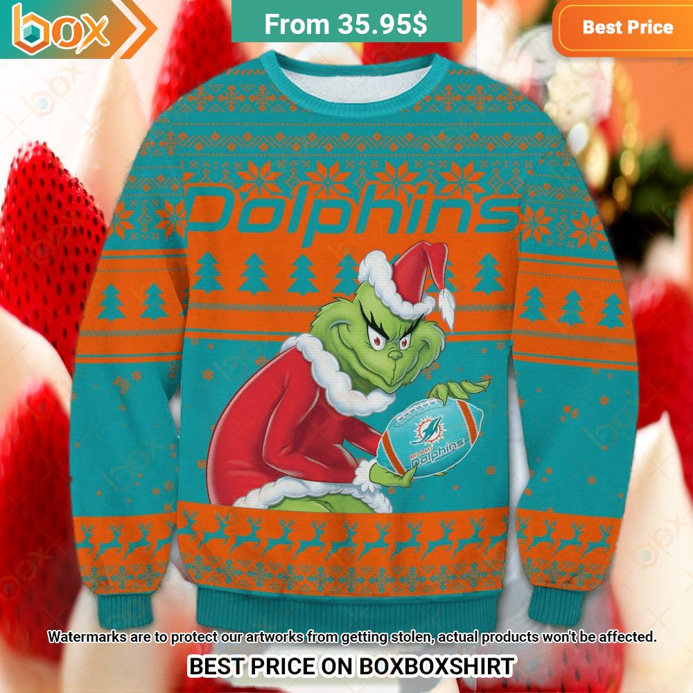Miami Dolphins Grinch Sweater Generous look