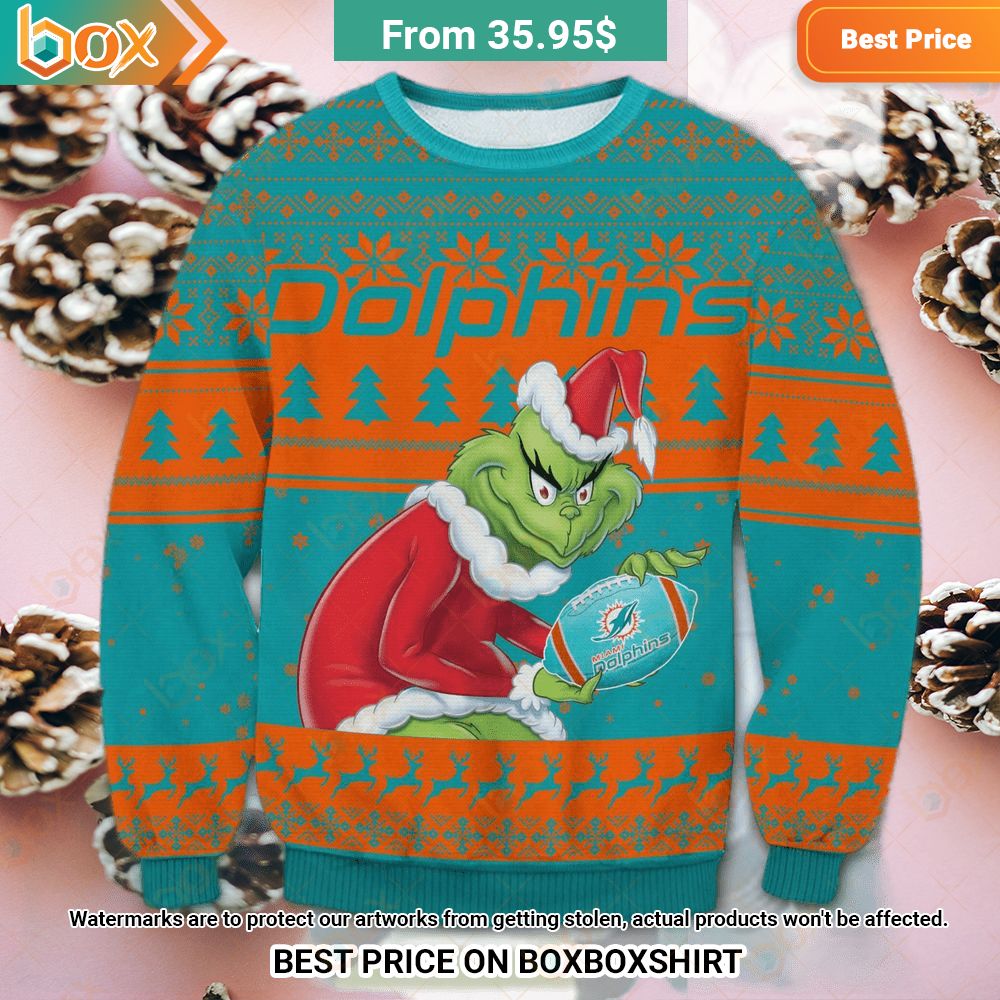 Miami Dolphins Grinch Sweater You look beautiful forever