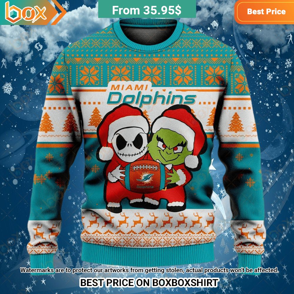 Miami Dolphins Jack Skellington Grinch Sweater It is more than cute
