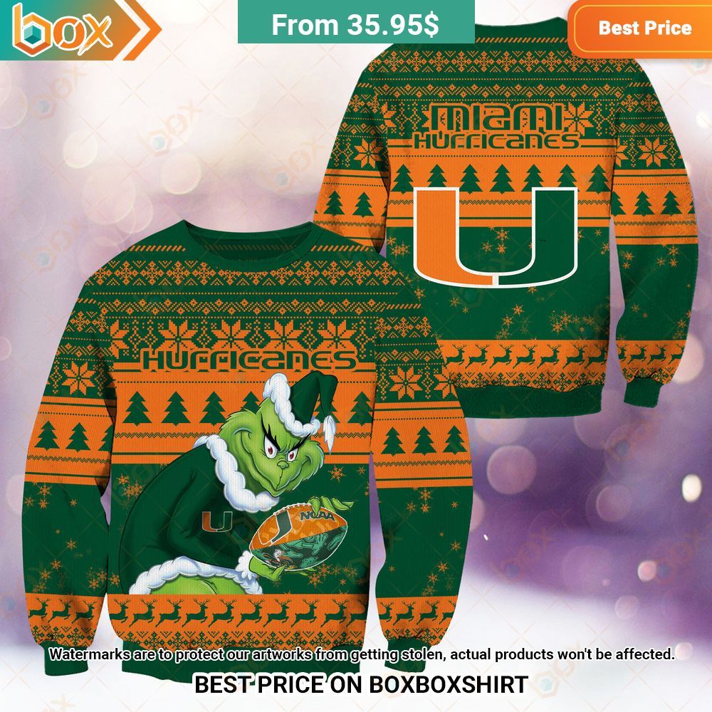 Miami Hurricanes NCAA Grinch Sweater Cuteness overloaded