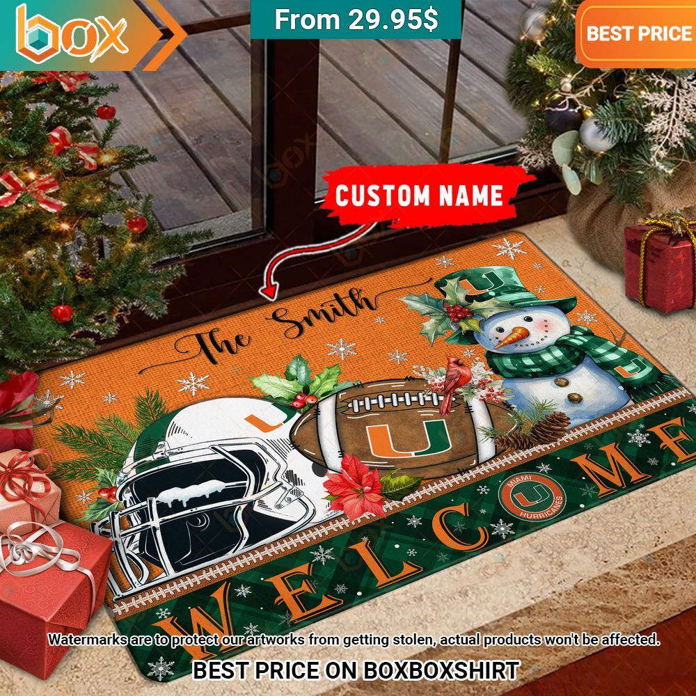Miami Hurricanes Welcome Christmas Doormat Which place is this bro?