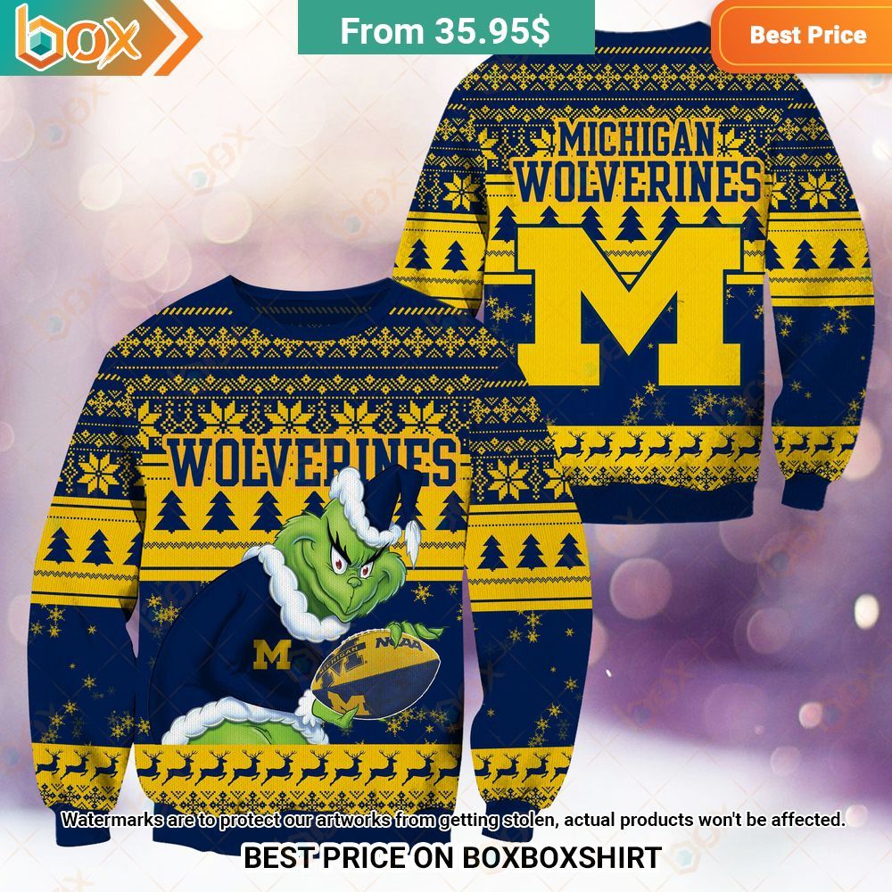 Michigan Wolverines NCAA Grinch Sweater Studious look