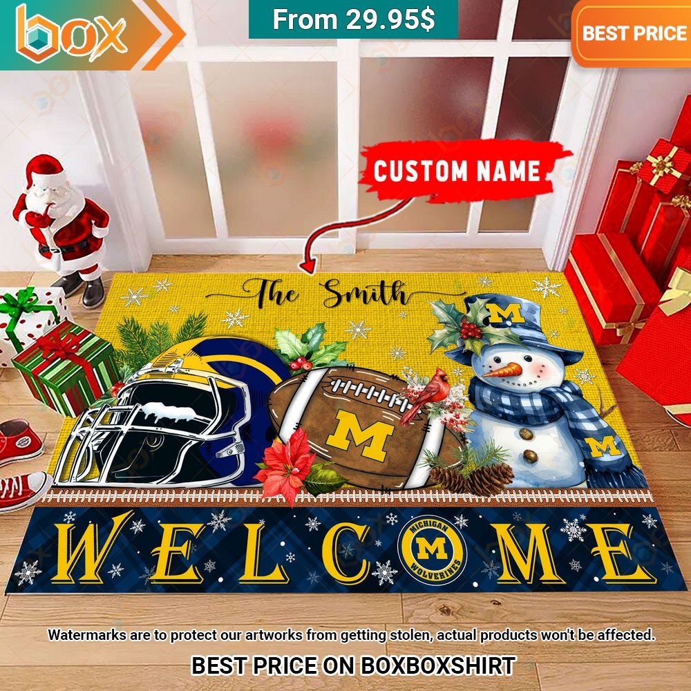Michigan Wolverines Welcome Christmas Doormat Best picture ever
