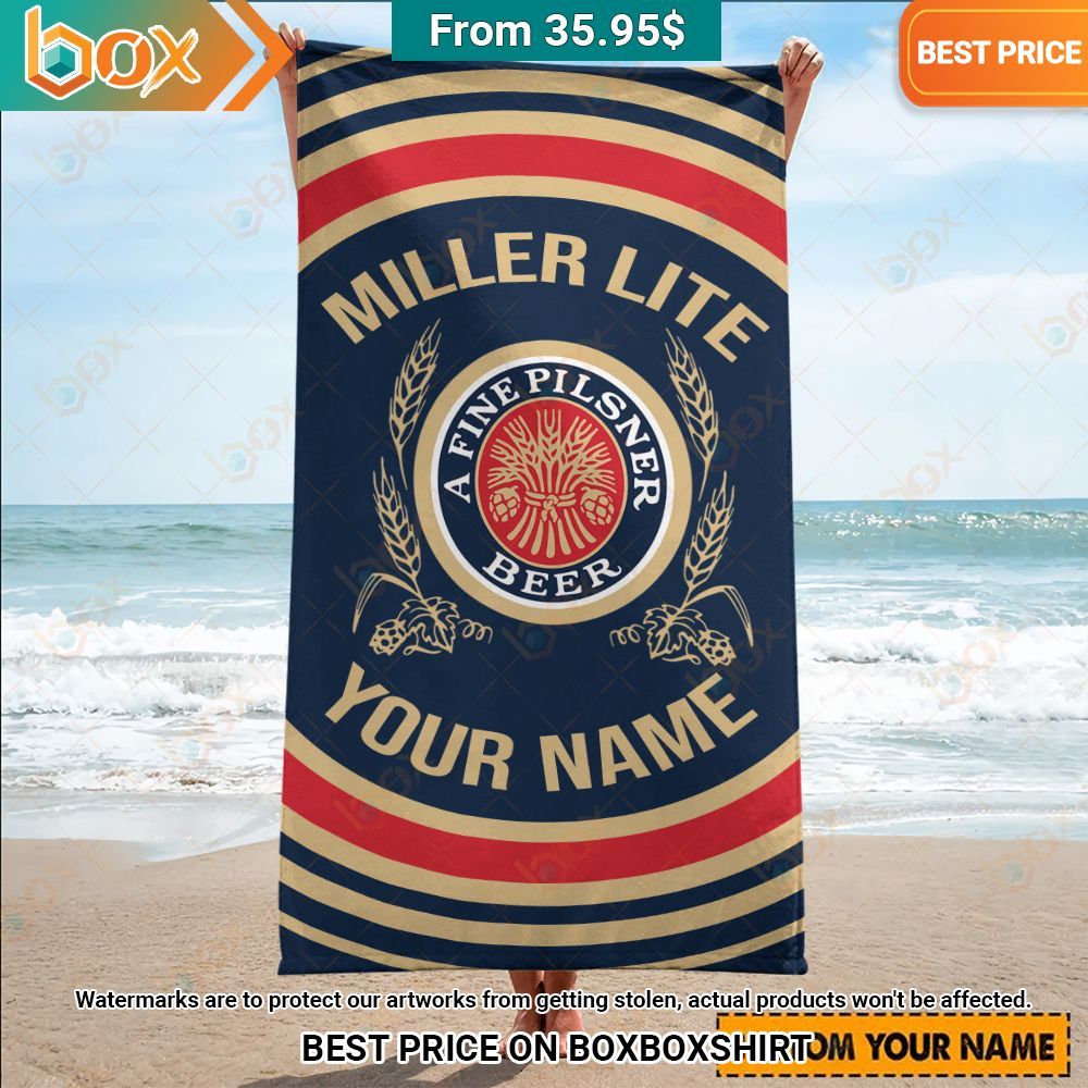Miller Lite Custom Beach Towel You look lazy