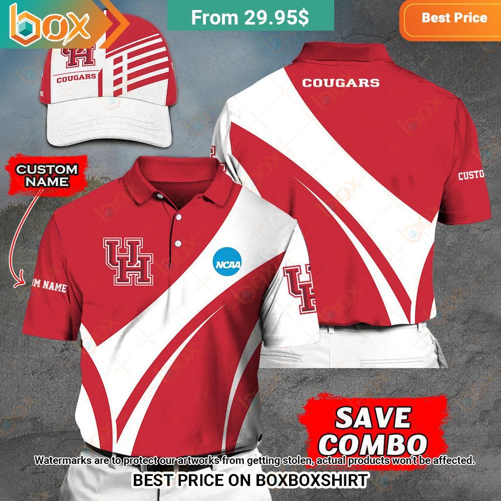 NCAA Houston Cougars Custom Polo Shirt Your face is glowing like a red rose