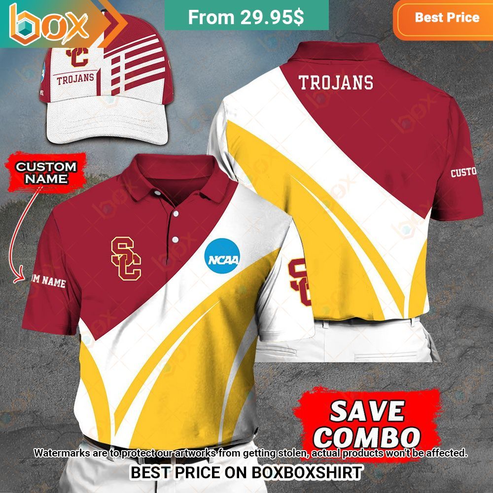 NCAA USC Trojans Custom Polo Shirt Your face is glowing like a red rose