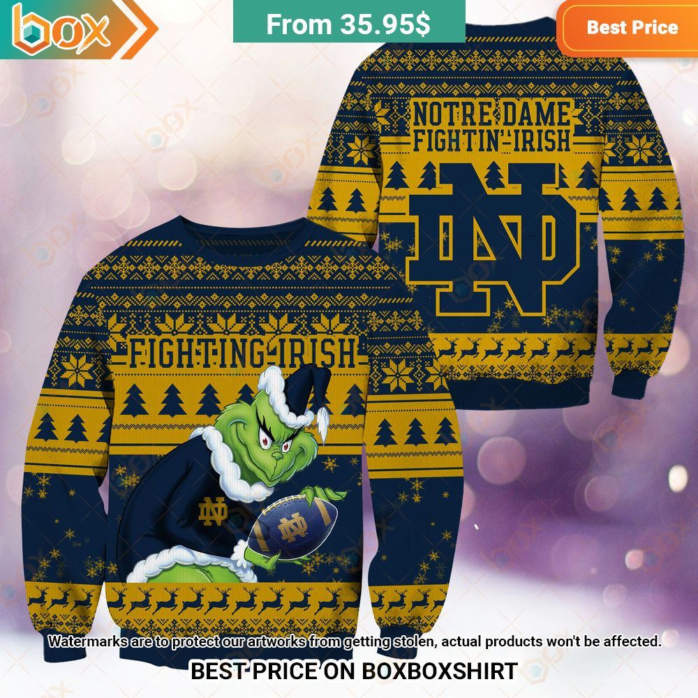 Notre Dame Fighting Irish NCAA Grinch Sweater Looking so nice