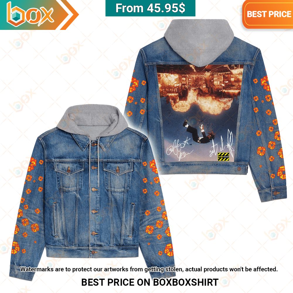 Offset FAN Album Hooded Denim Jacket Natural and awesome