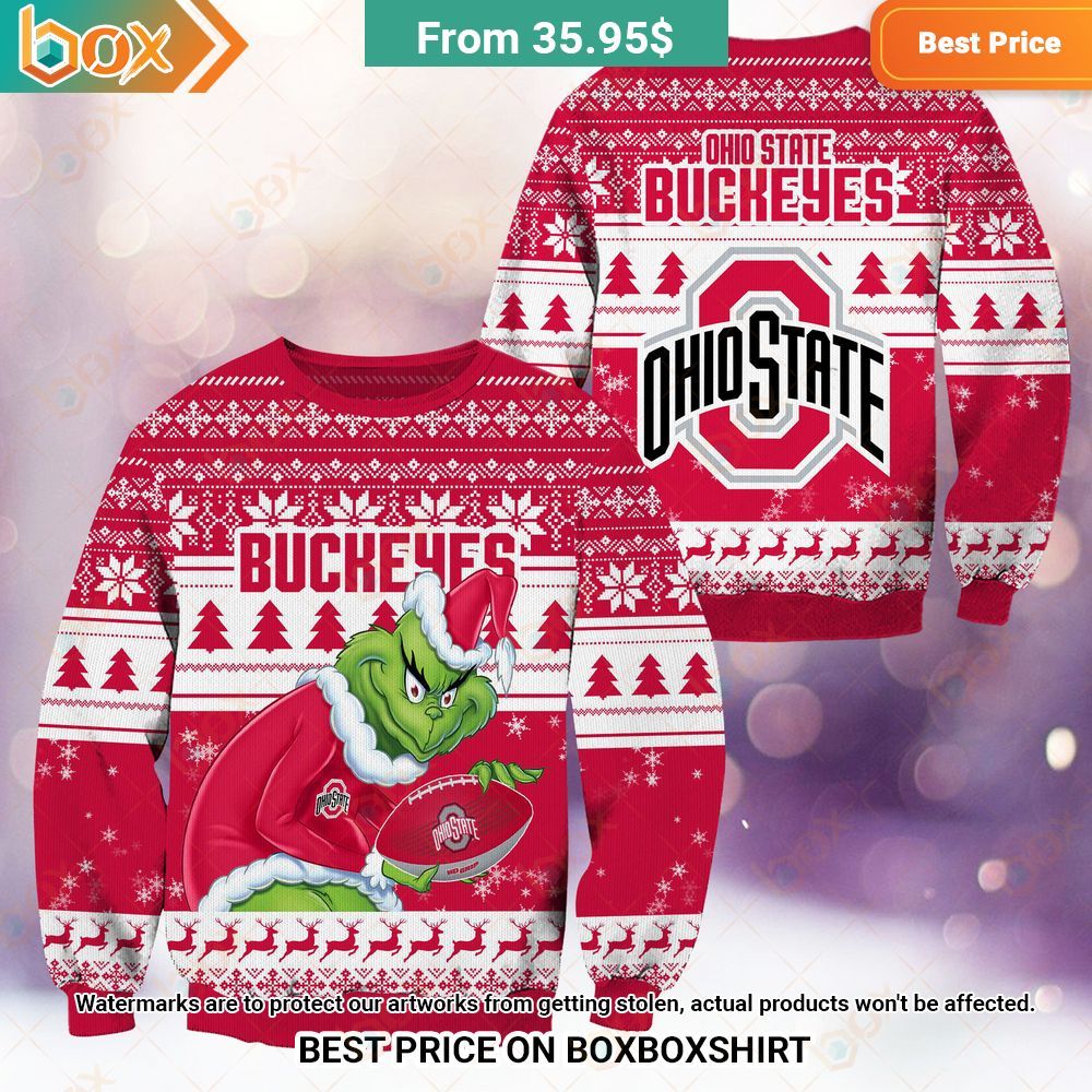 Ohio State Buckeyes NCAA Grinch Sweater Such a charming picture.