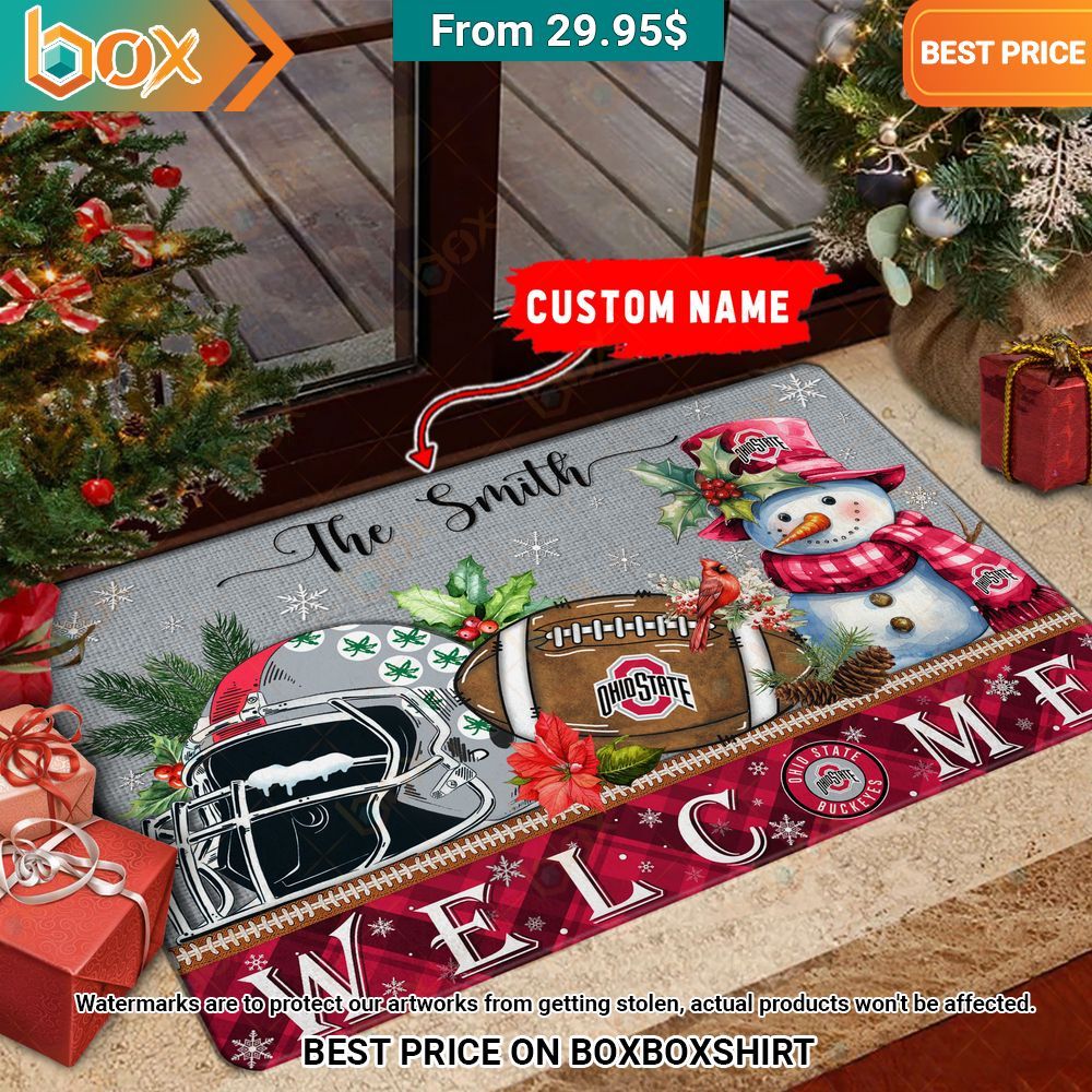 Ohio State Buckeyes Welcome Christmas Doormat Royal Pic of yours