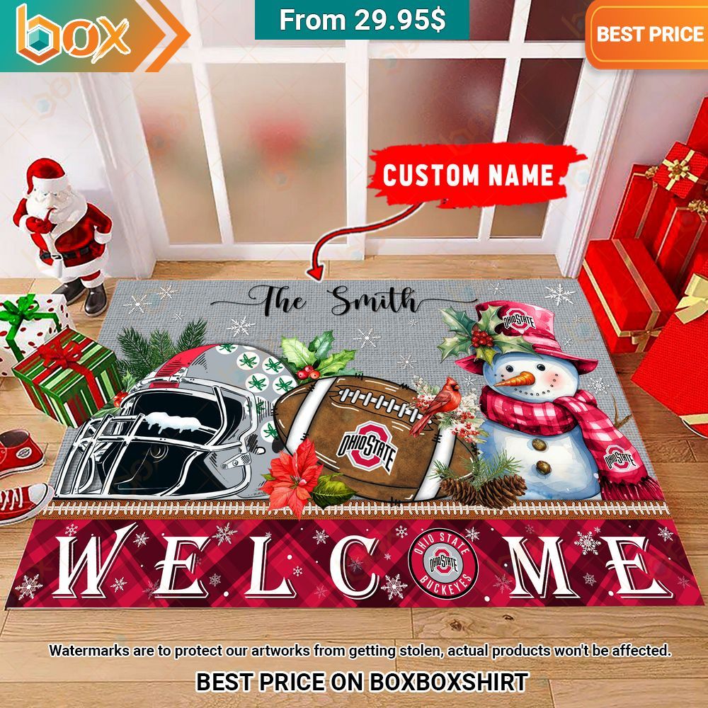 Ohio State Buckeyes Welcome Christmas Doormat Nice photo dude