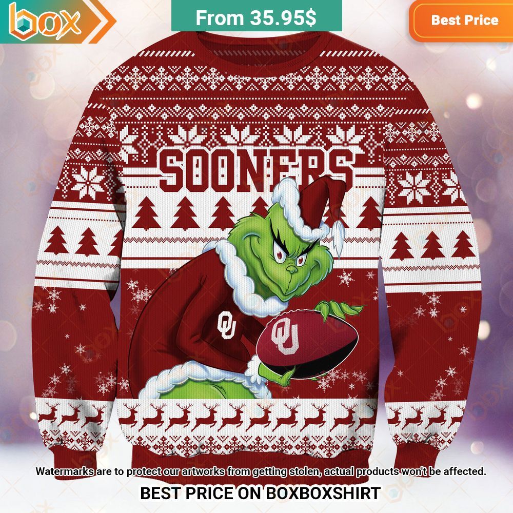 Oklahoma Sooners NCAA Grinch Sweater You look lazy