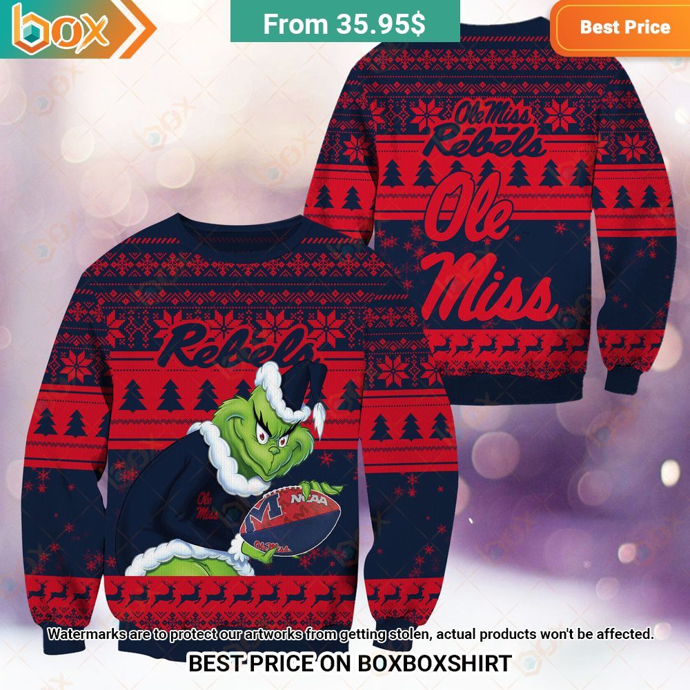 Ole Miss Rebels NCAA Grinch Sweater Eye soothing picture dear