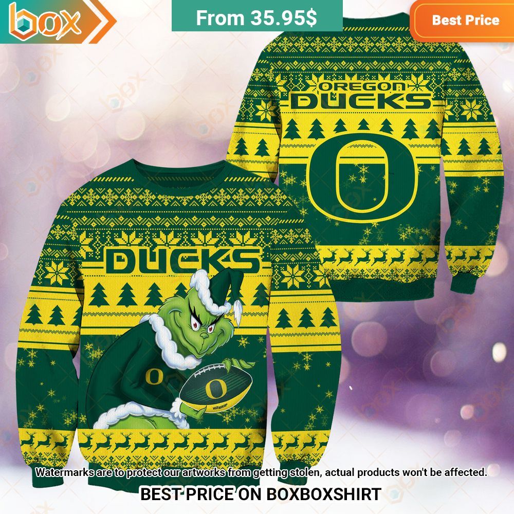 Oregon Ducks NCAA Grinch Sweater Such a charming picture.
