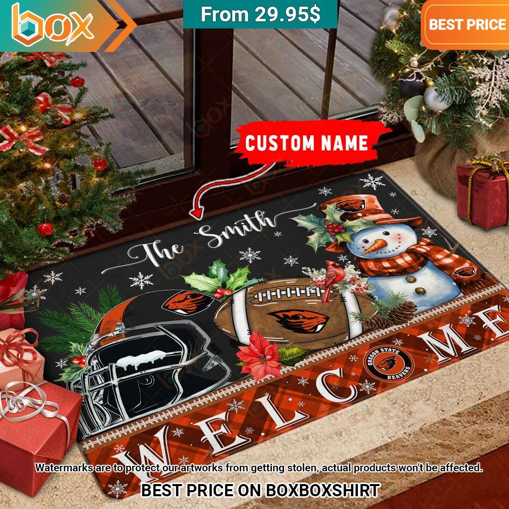Oregon State Beavers Welcome Christmas Doormat Stand easy bro