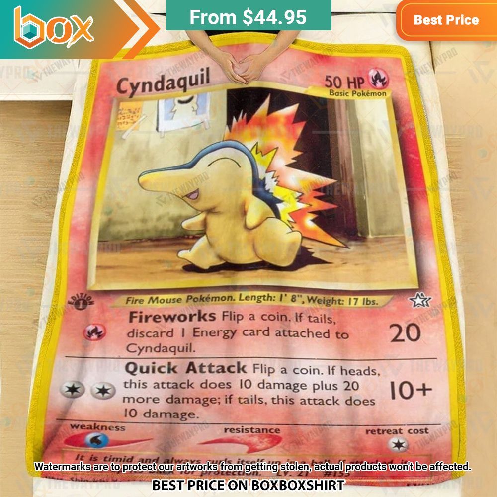 Pokemon Cyndaquil 1st Edition Fireworks Blanket Best couple on earth