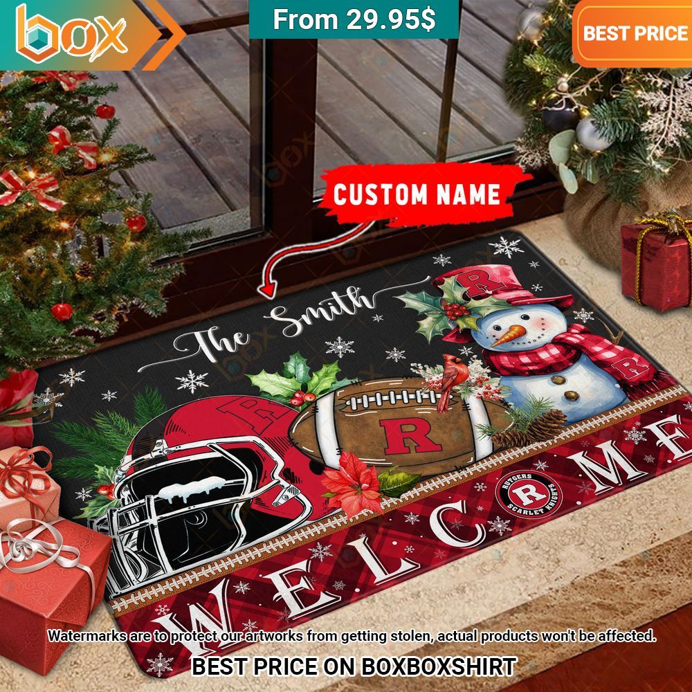 Rutgers Scarlet Knights Welcome Christmas Doormat Pic of the century
