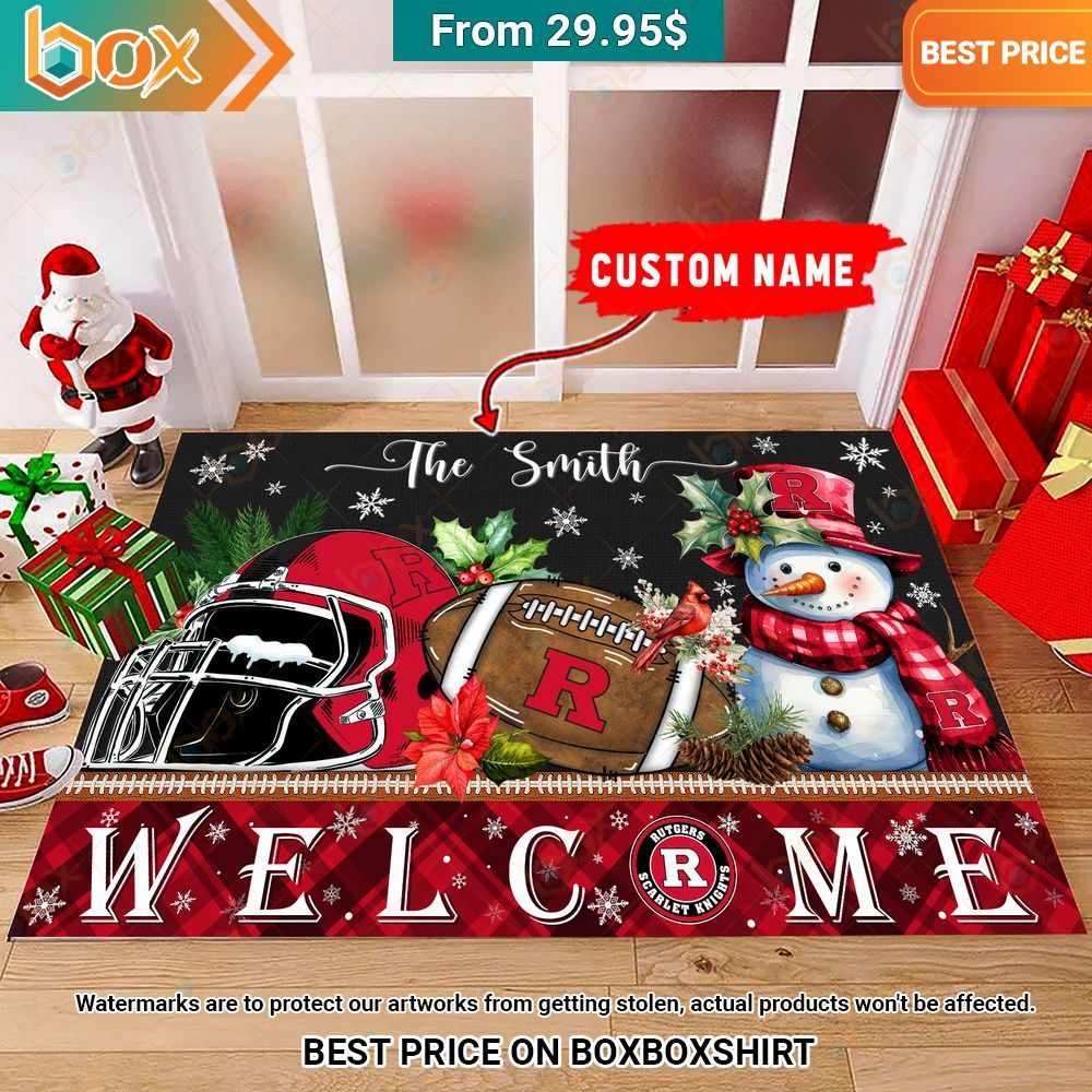 Rutgers Scarlet Knights Welcome Christmas Doormat Our hard working soul