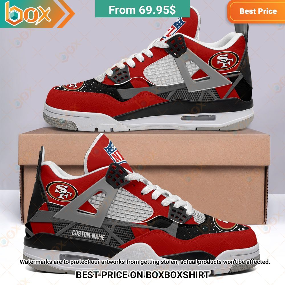 San Francisco 49ers NFL Custom Air Jordan 4 Sneaker Rocking picture